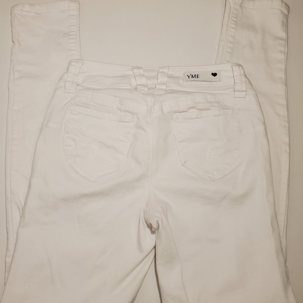 YMI Distressed White Skinny Jeans - Picture 2 of 6